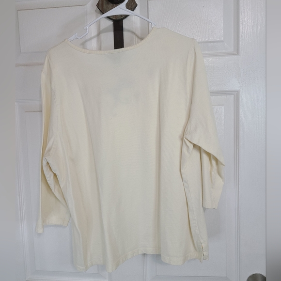 Koret Women's Quarter Sleeve Beadwork Blouse, Size: 1X Color: Cream - Picture 10 of 14